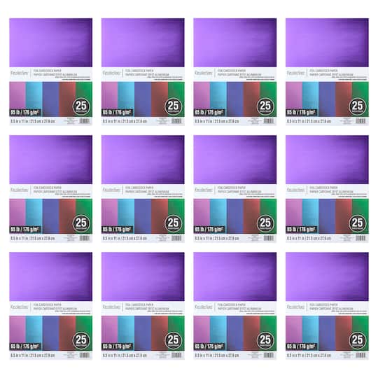 12 Packs: 25 ct. (300 total) Multicolor 8.5" x 11" Foil Cardstock Paper by Recollections™